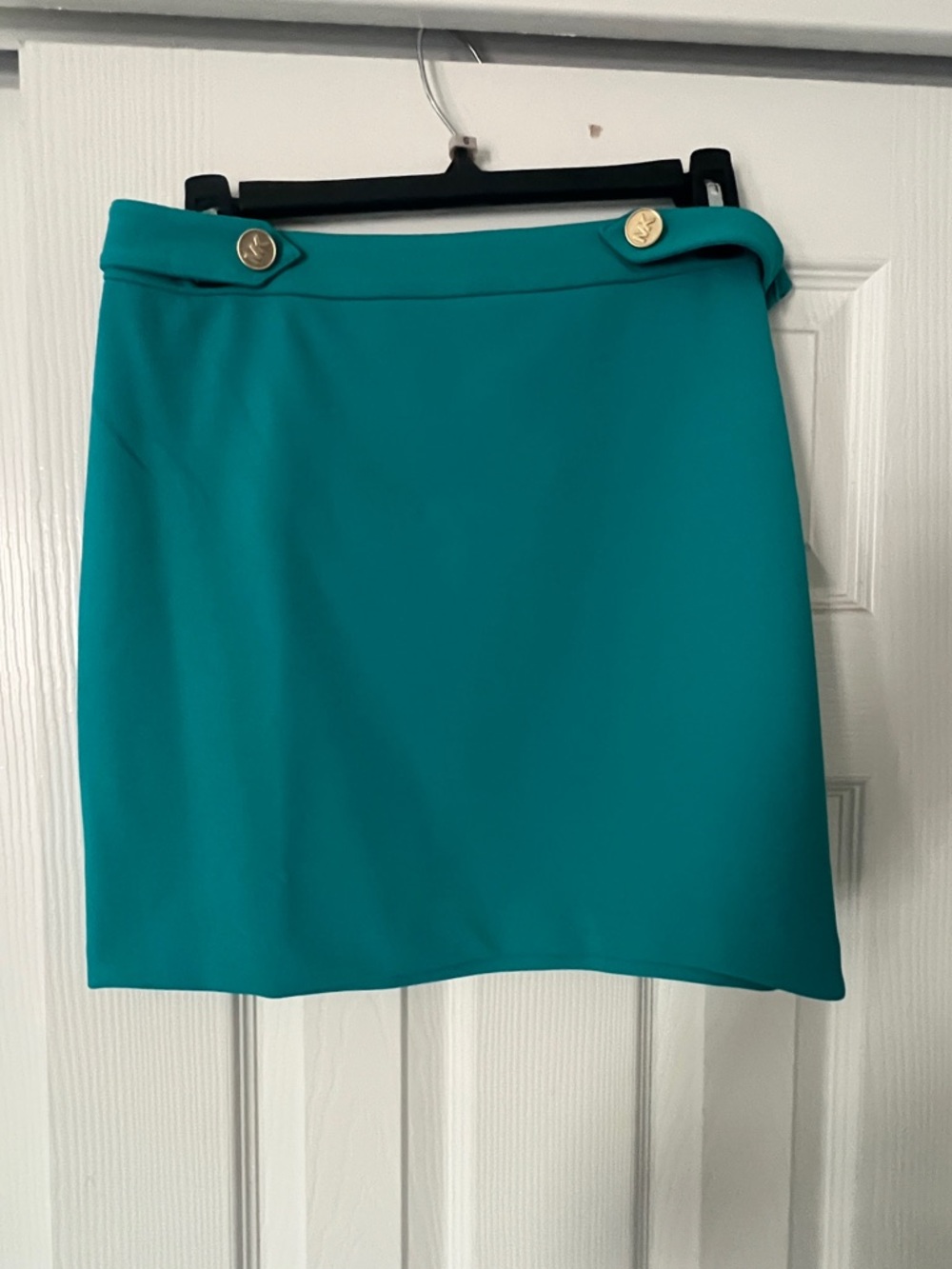 NWT Michael Kors Mini Skirt with Gold Button Detail - Tile Blue- Size M